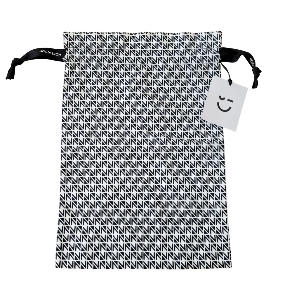 Nordstrom Gift Bag Unisex OS Black White Geometric Monogram Drawstring Pouch NWT